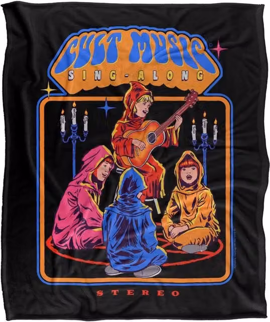 Steven Rhodes Cult Music Singalong Silky Super Soft Fleece Throw Blanket, Multicolour, W/D/H: 91 x 147 cm – 1
