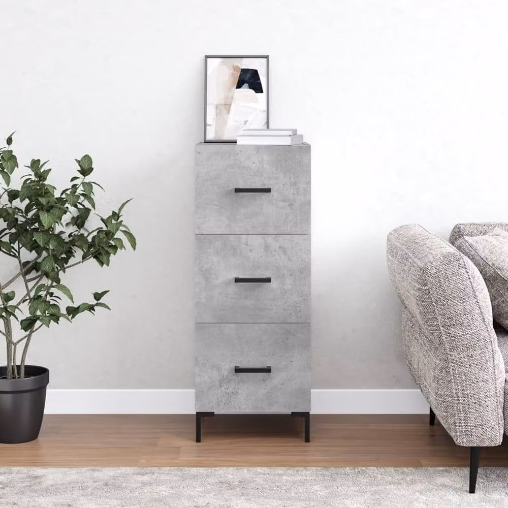 Berkfield Home Modern Sideboard in Concrete Grey, W/D/H: 34.5 x 34.0 x 90.0 cm – 2