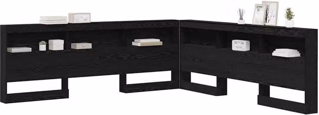 Berkfield Home Black Oak Storage Headboard with Shelf, Width: 180 cm