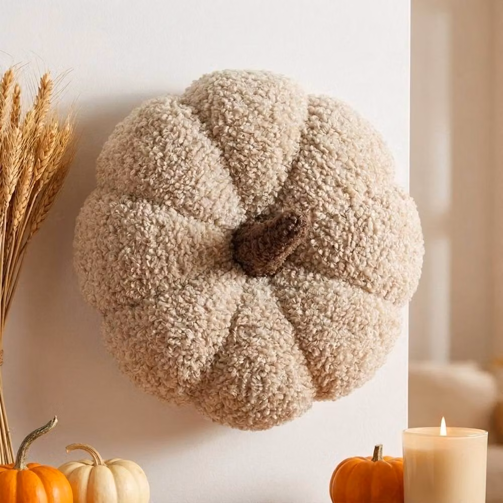 Garden Greatness Neutral Textured Pumpkin Cushion in Cream – 2