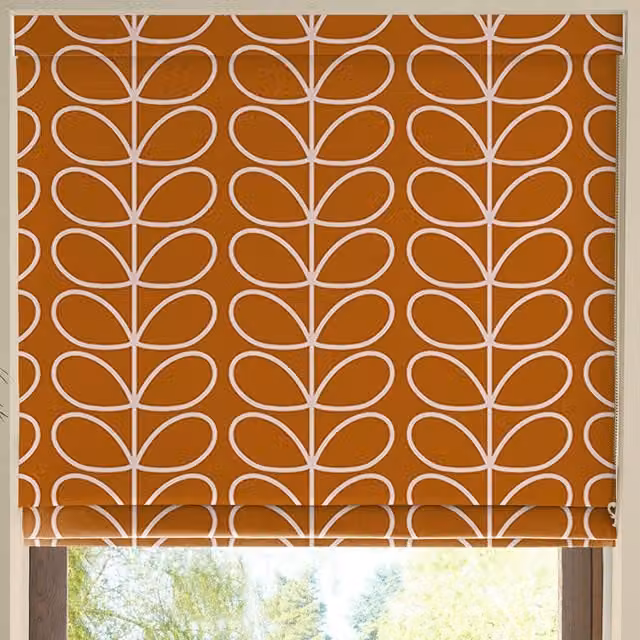 Orla Kiely Jumbo Linear Stem Made to Measure Blackout Roman Blind in Persimmon Orange