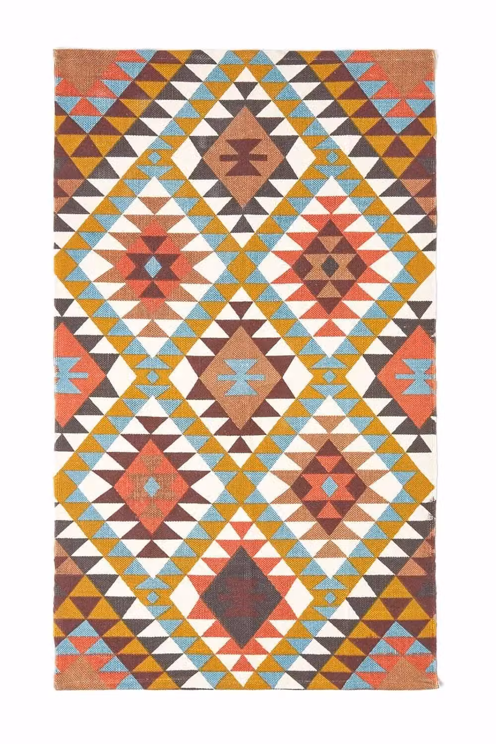 Homescapes Oslo Modern Woven Cotton Diamond Pattern Rug in Multicolour, W: 120 cm, D: 170 cm – 2