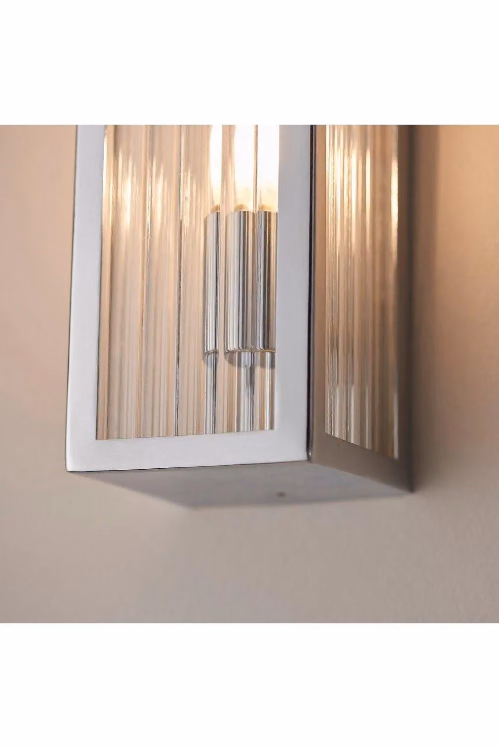 Netlighting Newham Outdoor Contemporary 2 Light Wall Lamp in Chrome with Grey Transparent Ribbed Glass – 4