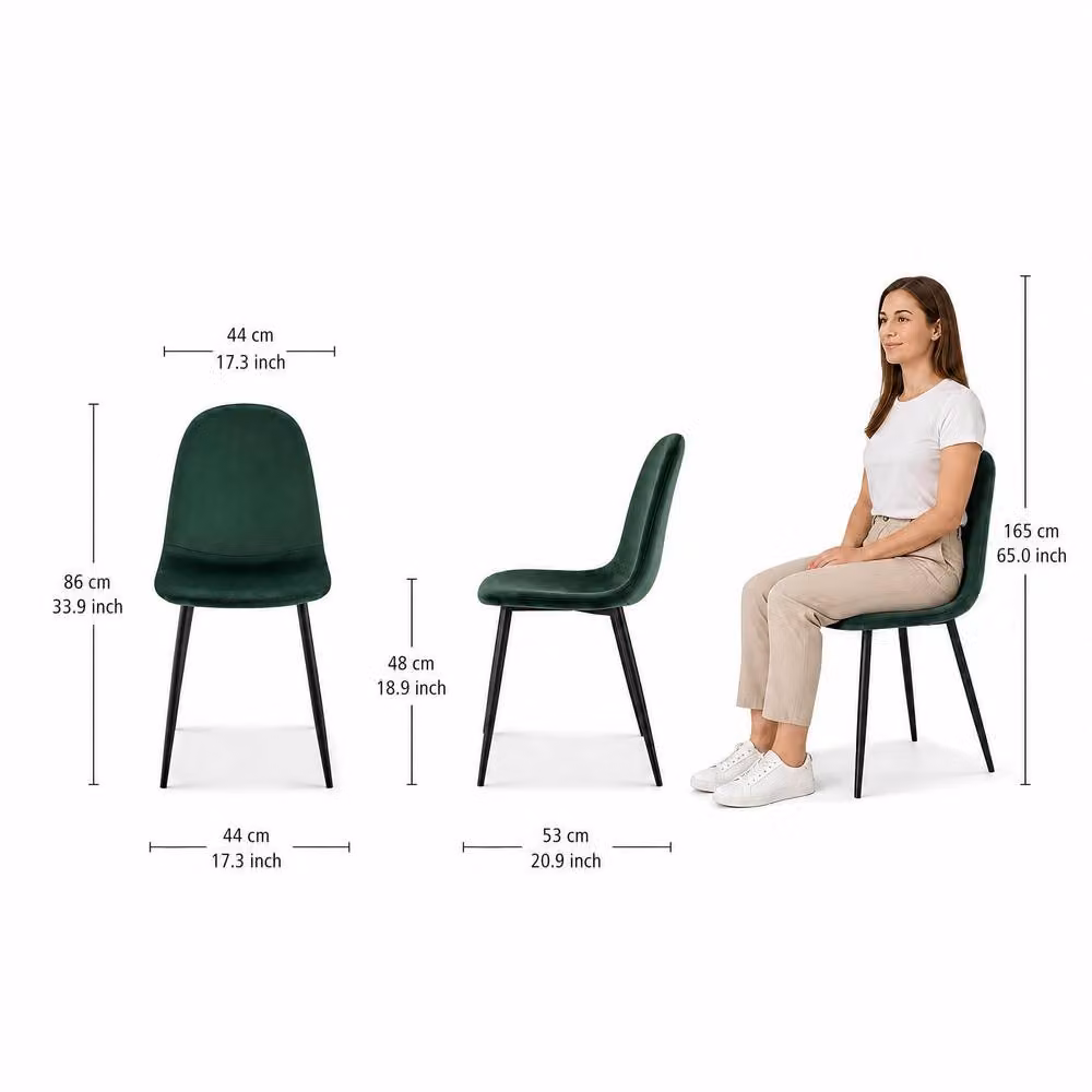 Bravich LTD Ron Velvet Dining Chairs in Green, Pack of 2 – 8