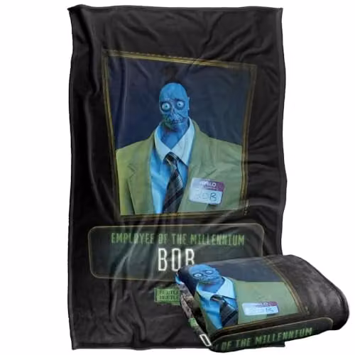 LOGOVISION Beetlejuice 2 Bob Employee of the Millennium Super Soft Silky Touch Fleece Throw Blanket, Multicolour, W: 91.44 cm x D: 147 cm