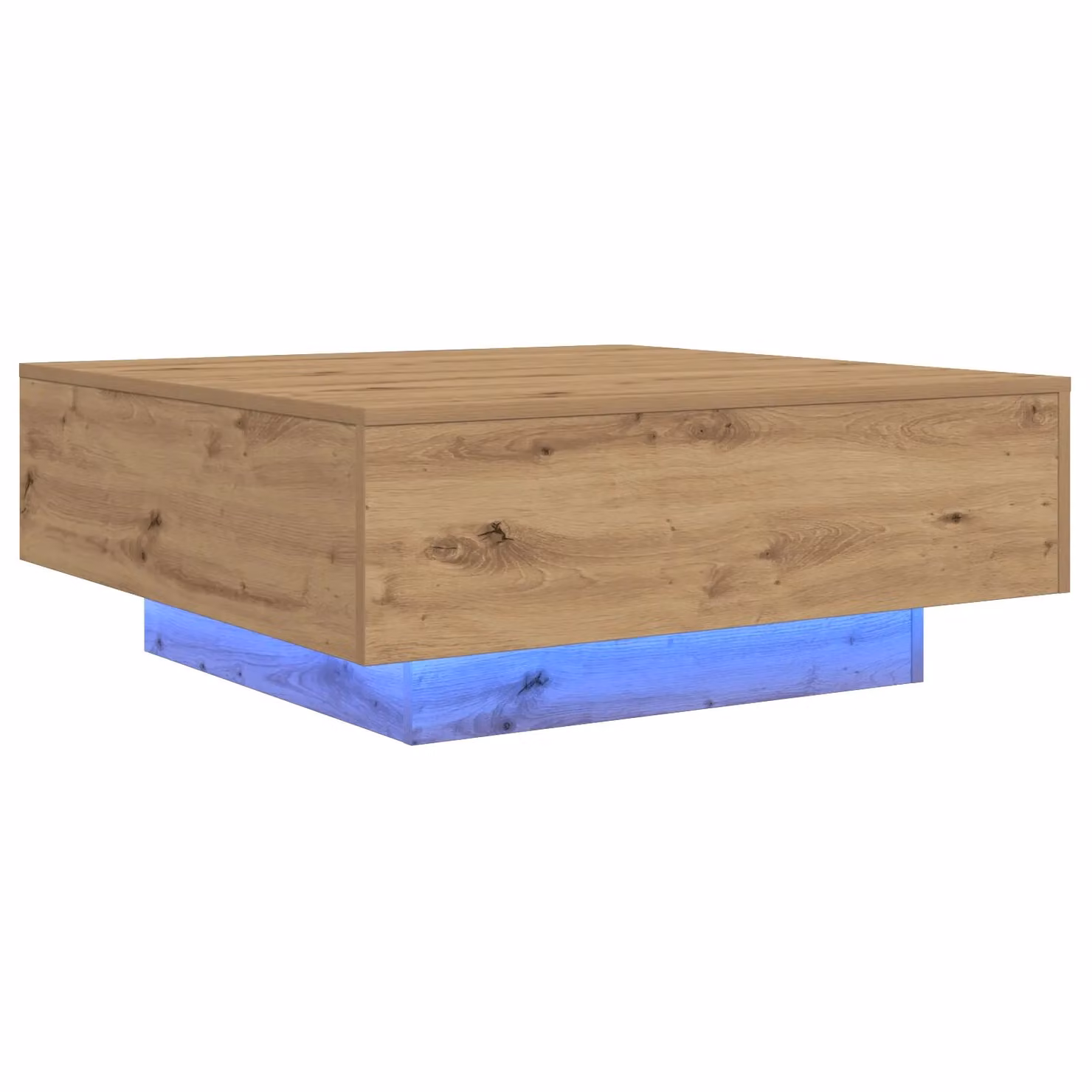 Berkfield Home Artisan Oak Coffee Table with LED Lights in Brown, W/D/H: 80 x 80 x 31 cm – 2