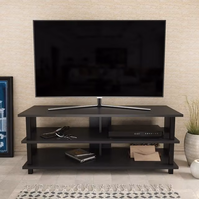 Decorotika Pueblo Modern TV Unit with Shelves in Anthracite and Black, W/D/H: 120 x 45 x 47 cm