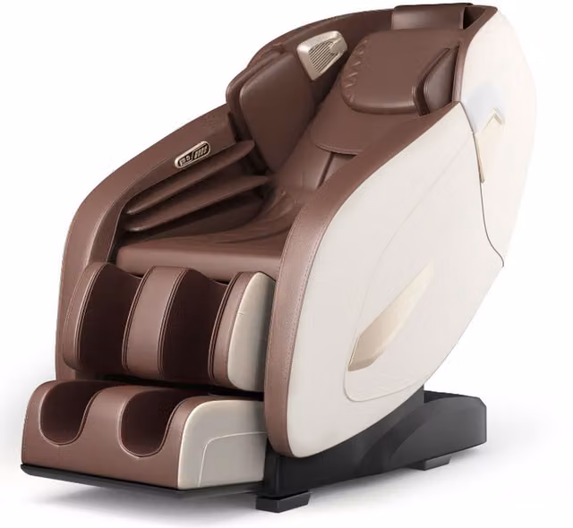 COSTWAY SL Track Massage Chair in White with Synthetic Leather Upholstery
