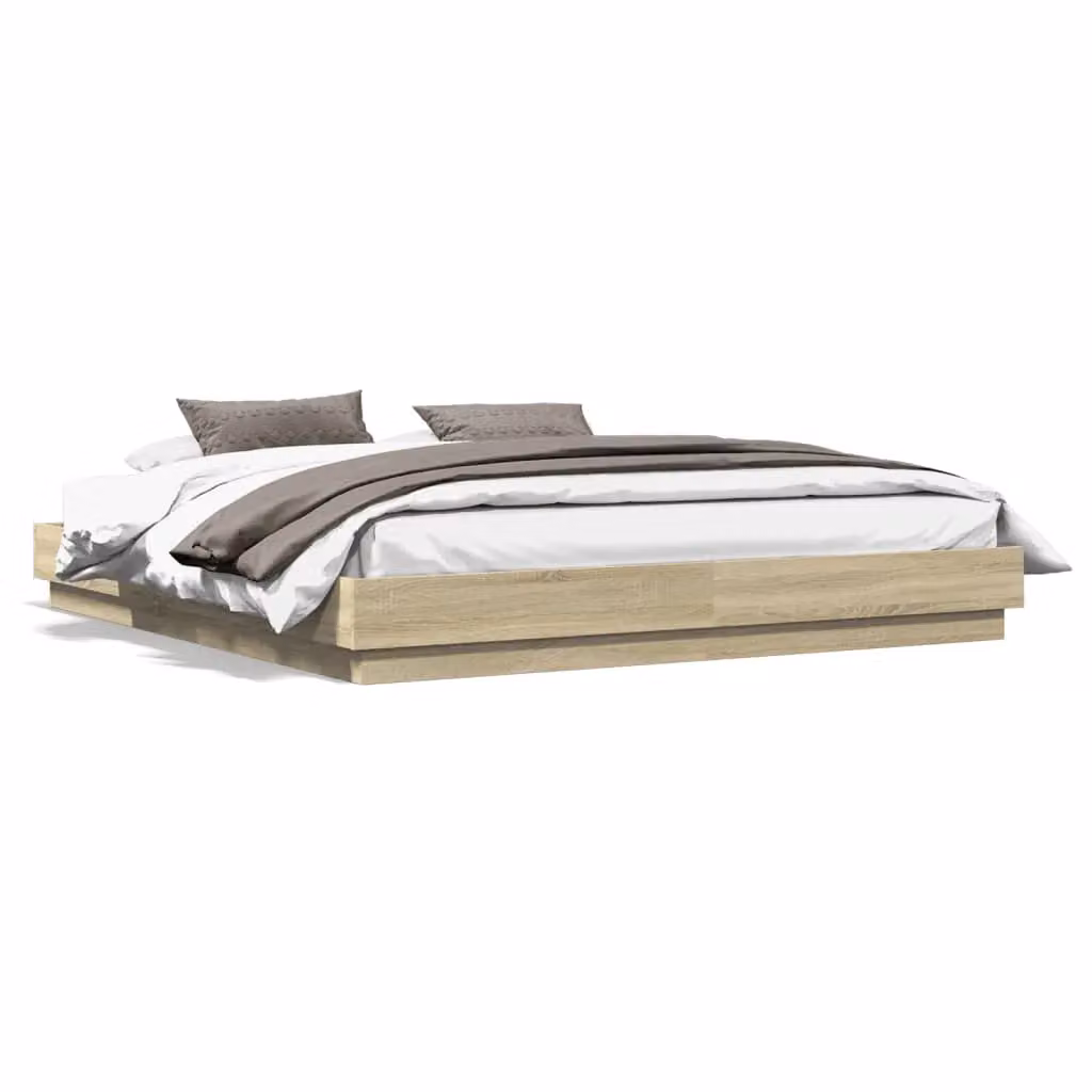 Berkfield Home Sonoma Oak Bed Frame in Brown, W/D/H: 180 x 200 cm – 2