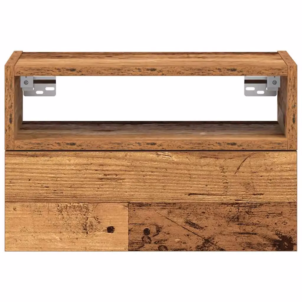 Berkfield Home Set of 2 Wall-mounted Bedside Cabinets in Old Wood Brown, W: 45 cm, D: 26 cm, H: 28.5 cm – 3