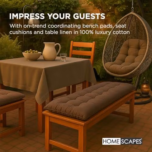 HOMESCAPES Round Egg Chair Cushion in Chocolate Brown, 100% Cotton, W/D/H: 80 x 120 cm – 5