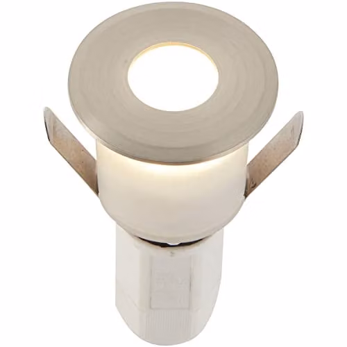 Loops Recessed LED Decking Guide Light in Silver with Cool White Light, IP67 Rated Round Garden Ground Light