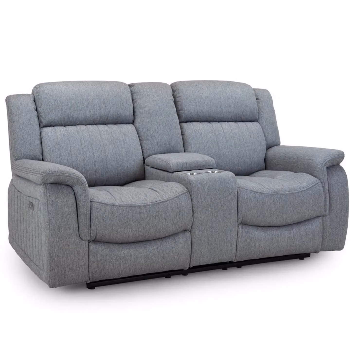 Furnishings For Less UK Linden Grey Fabric 3 Piece Electric Reclining Sofa Suite with USB Charging and Cup Holders – 2