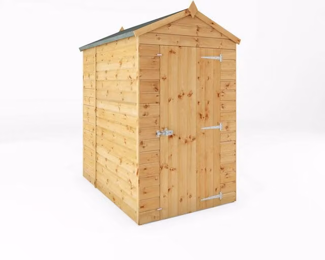 Mercia Brown Shiplap Apex Windowless Wooden Garden Shed with Single Door, W/D/H: 129.1 x 181.4 x 217.1 cm