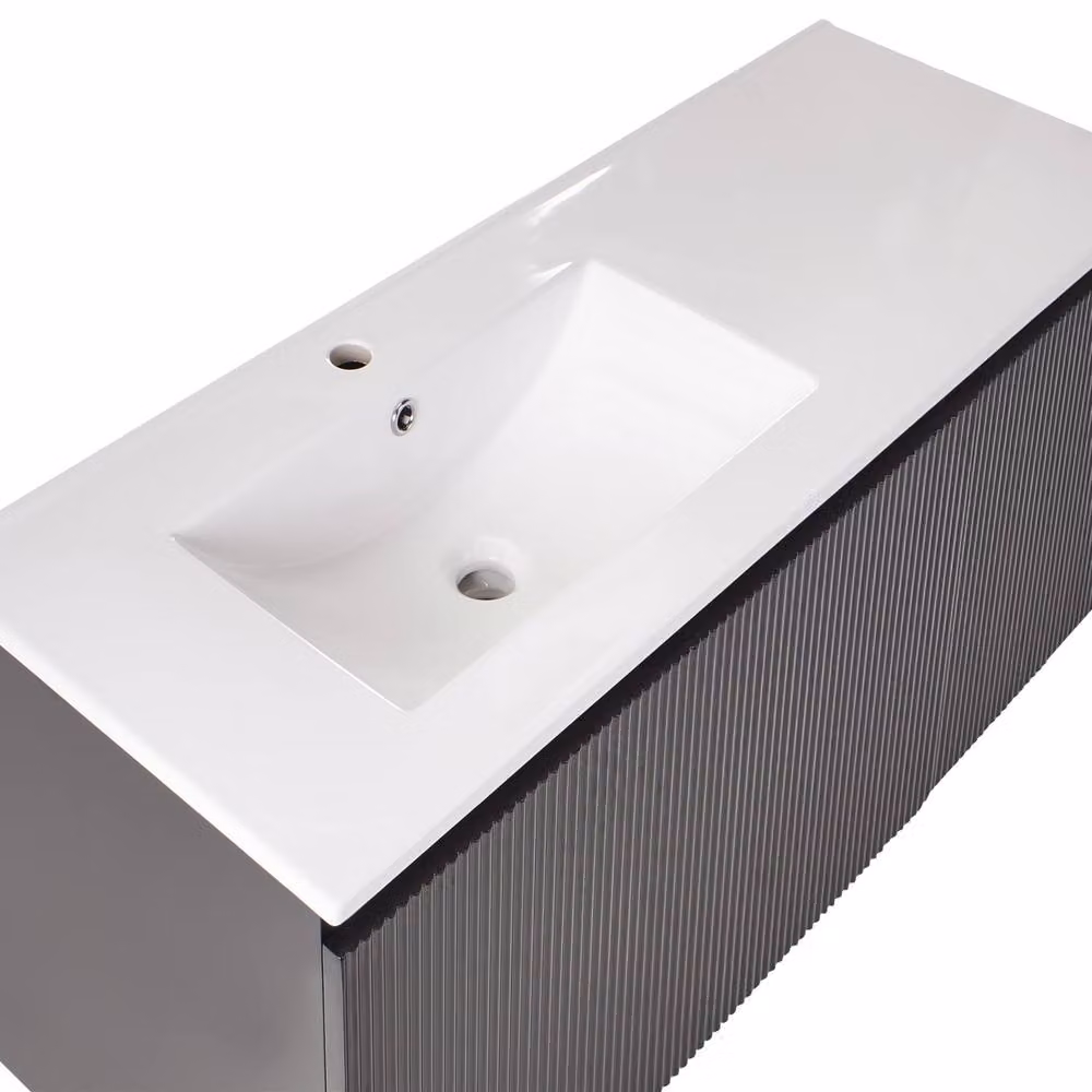 Wyld and Coco Black 100cm Wall-Mounted Vanity Unit with Built-In Ceramic Basin – 4
