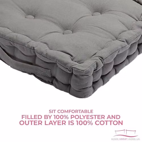 Snug City Grey Chunky Booster Cushion for Adults, 100% Cotton, W/D/H: 45 x 45 x 10 cm – 4