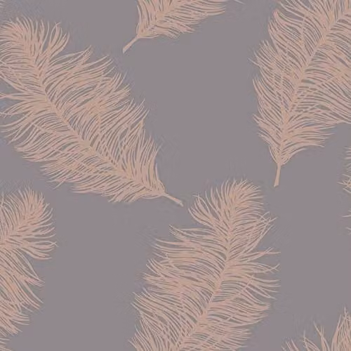 Holden Decor 12629 Fawning Feather Grey Rose Wallpaper with Rose Gold Botanical Floral Design – 1