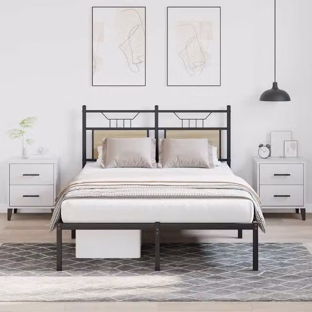 Berkfield Home Sonoma Oak Small Double Bed Frame in Brown, W/D/H: 120 x 190 x 91.5 cm