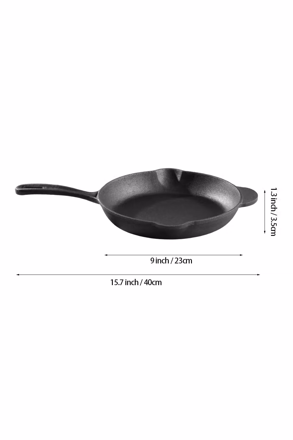 Living and Home Black Cast Iron Round Frying Pan with Pouring Spout – 4