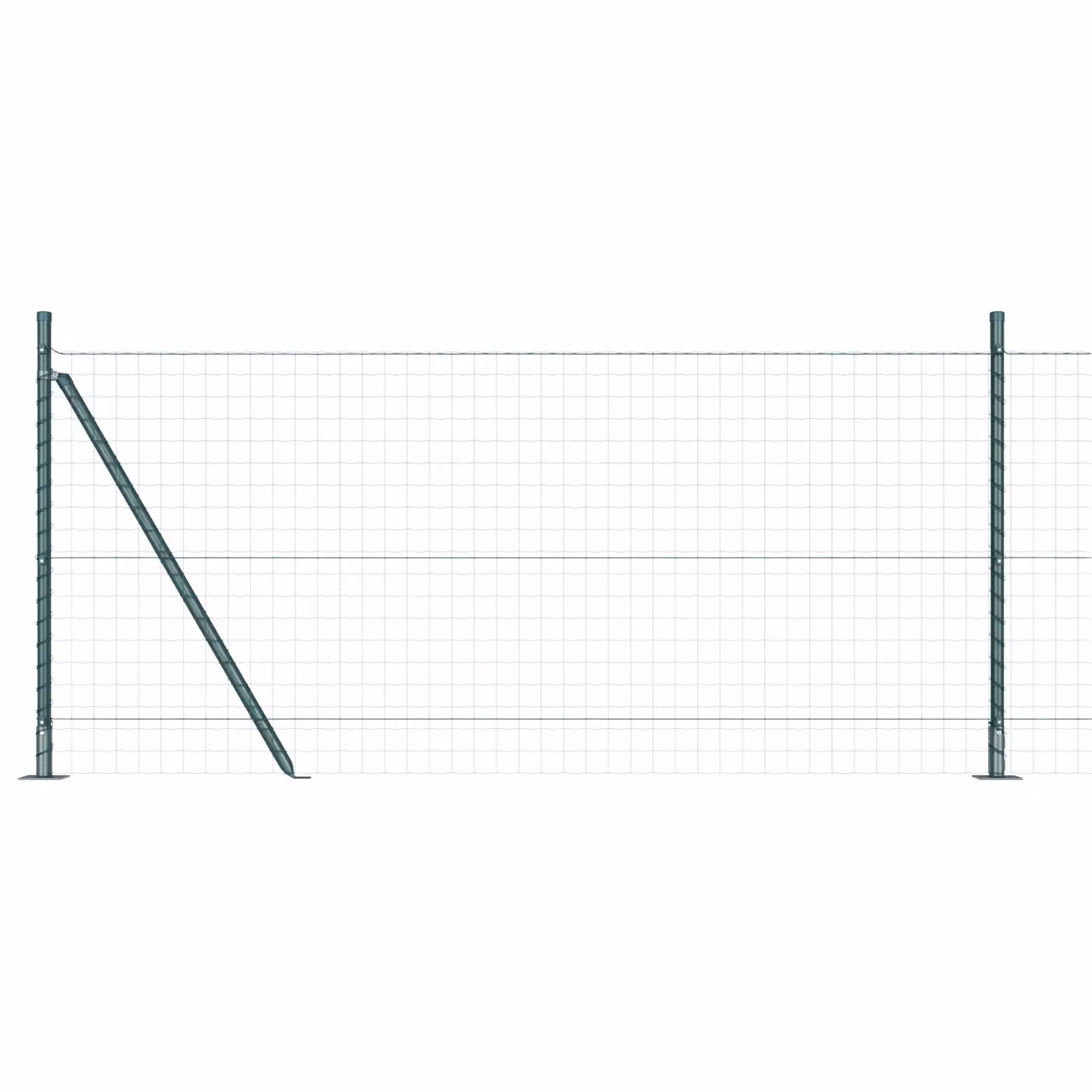 Berkfield Home Set of 52 Green Powder-Coated Steel Square Fence Posts, W/D/H: 3.2 x 3.2 x 90 cm – 3