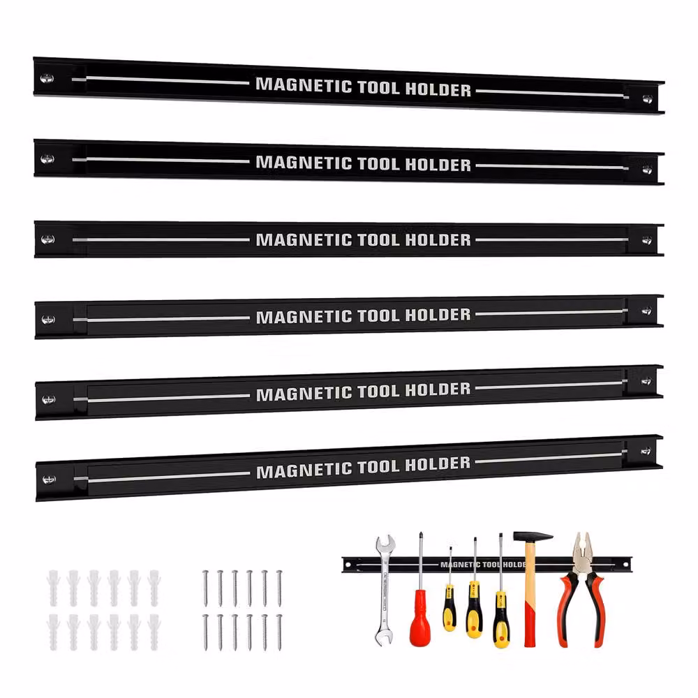 Costway Heavy-Duty Magnetic Tool Holder Wall-Mounted Steel Bar in Black – 3
