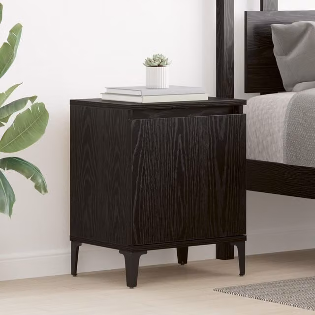 Berkfield Home Black Oak Nightstand, Black, W/D/H: 40 x 30 x 50 cm – 1