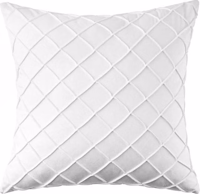 YnysTec White Velvet Checked Square Cushion Cover, W: 50 cm x H: 50 cm
