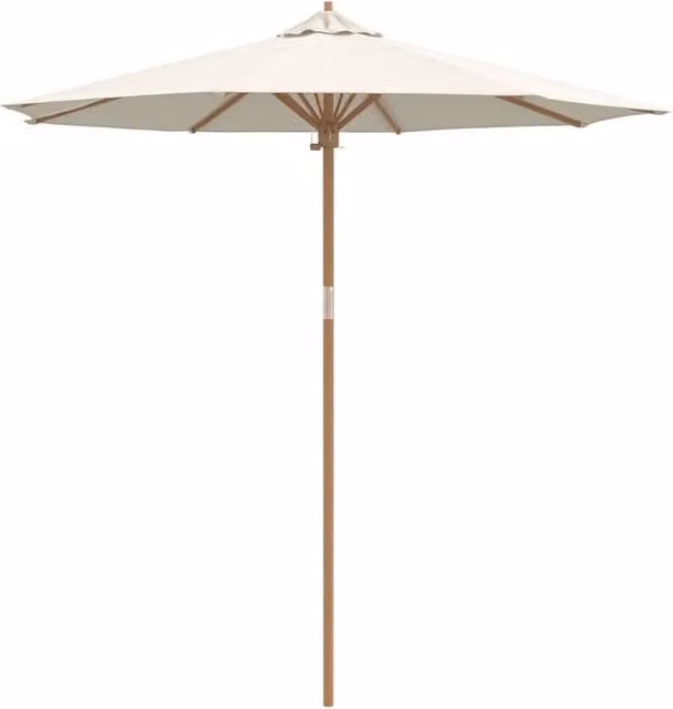 Berkfield Home Garden Bamboo Parasol in White, W/D: 240 x 260 cm