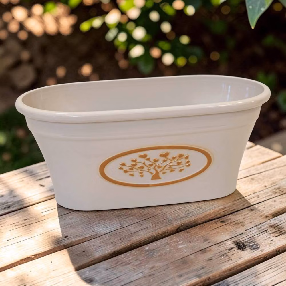 Four Candle Cream and White Plastic Oval Love Heart Tree Planter Window Box – 2