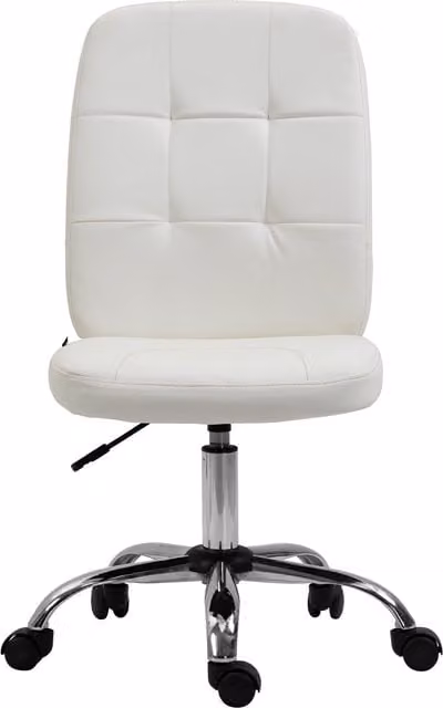 Vinsetto White Faux Leather Armless Task Chair with Adjustable Height and Swivel Function – 1