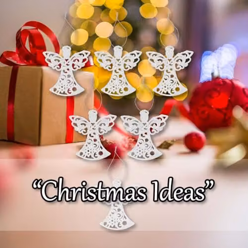 VFM e-Store Silver Glitter Hanging Angel Christmas Tree Ornaments, Pack of 6, H 17.5 x W 10 x D 1.5 cm – 5