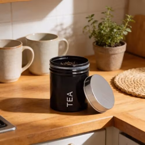 Harbour Housewares Metal Tea Storage Canister with Airtight Lid, Black – 2
