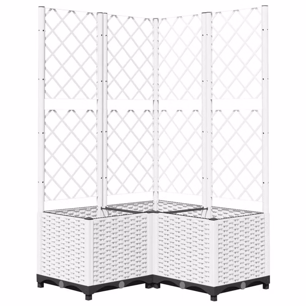 Berkfield Home Garden Planter with Trellis in White, W/D/H: 80 x 80 x 136 cm – 2