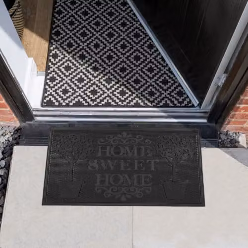 JVL Black Rubber Pin Scraper Doormat, W: 45 cm, D: 75 cm – 6
