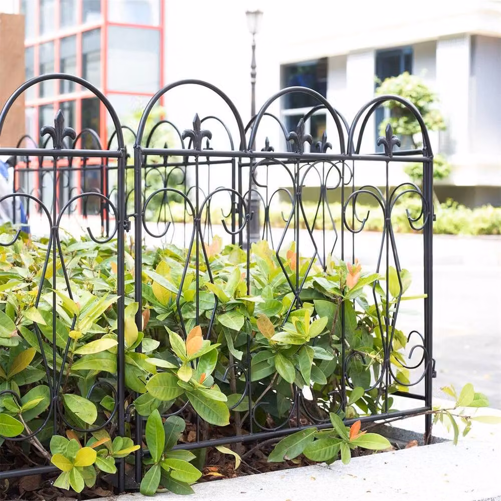 VOGREX Black Heavy Duty Wrought Iron Metal Garden Fencing Steel – 2