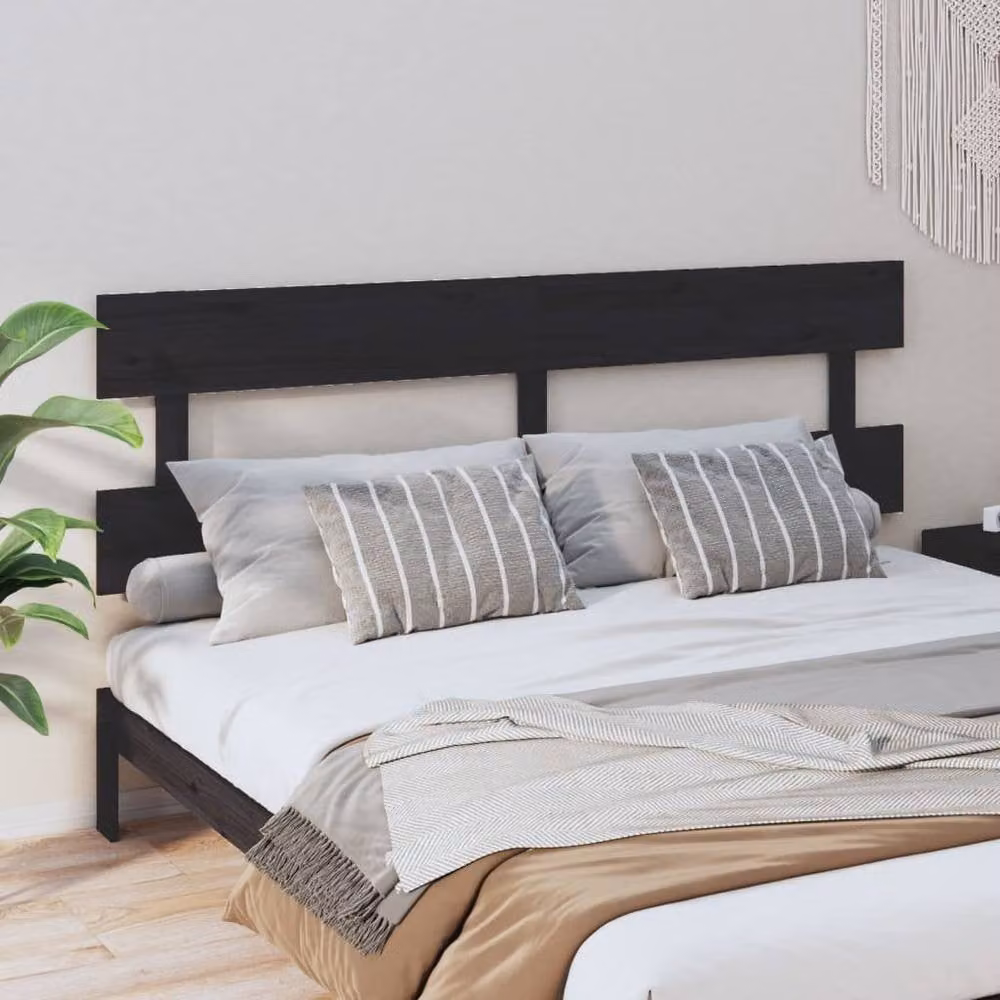 Berkfield Home Beautiful Bed Headboard in Black Solid Pine Wood, W/D/H: 204 x 3 x 81 cm – 1