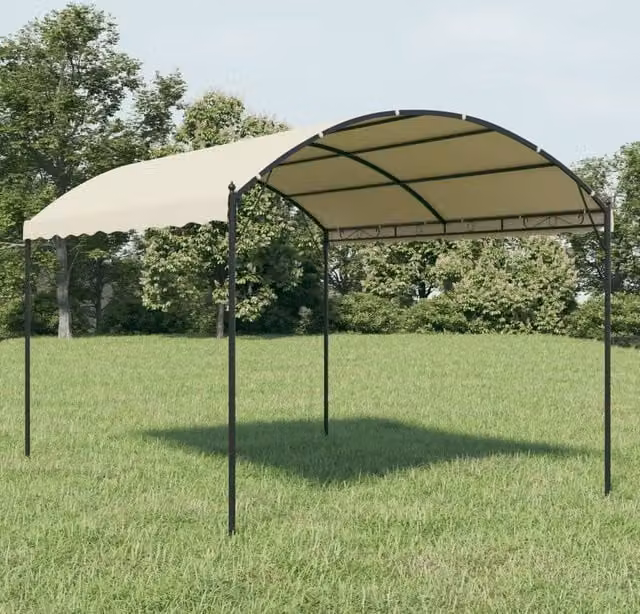 Berkfield Home Curved Gazebo in Beige with Steel and Polyester Fabric, W/D/H: 300 x 300 x 260 cm – 1