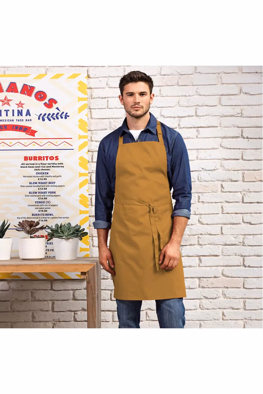 Premier Colours Poly-Cotton Bib Apron in Yellow – 2