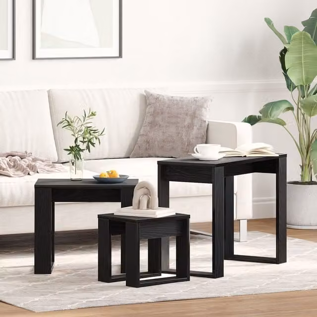 Berkfield Home 3-Piece Nesting Tables in Black Oak – 1