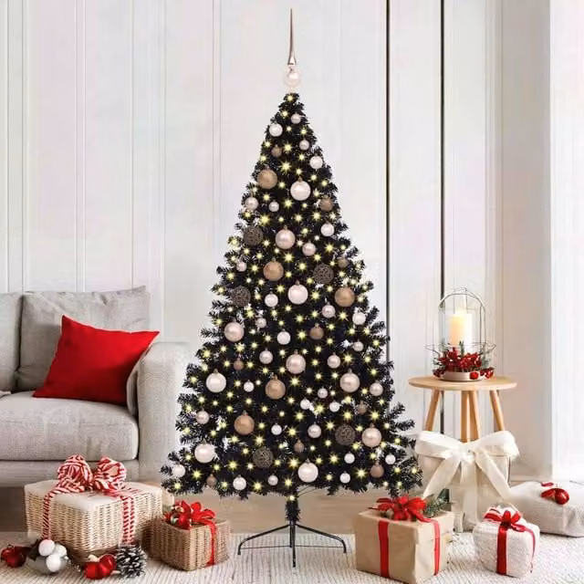 Berkfield Home Pre-lit Artificial Christmas Tree in Black, Height: 180 cm – 1