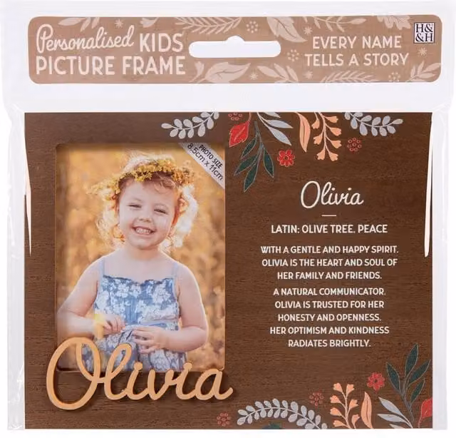 History & Heraldry Olivia Pre-personalised Child's Floral Picture Frame, Brown, W/H: 11 x 8.5 cm – 2
