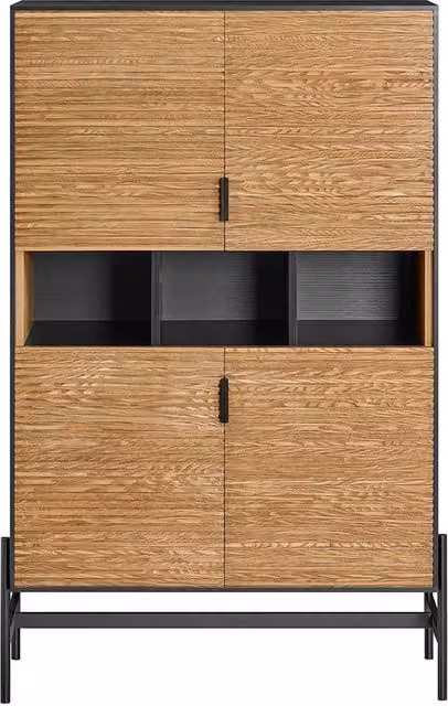 SoBuy Modern Tall Sideboard Cabinet in Black and Brown