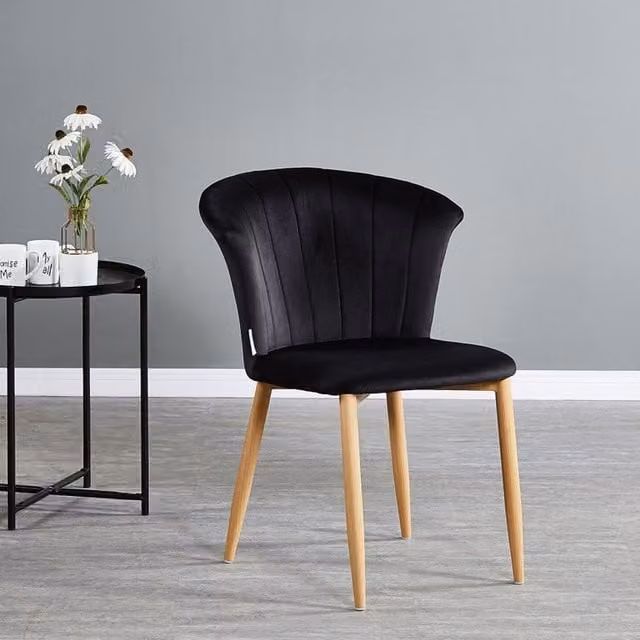 P&N Homewares Set of 4 Elsa Velvet Dining Chairs in Black – 1