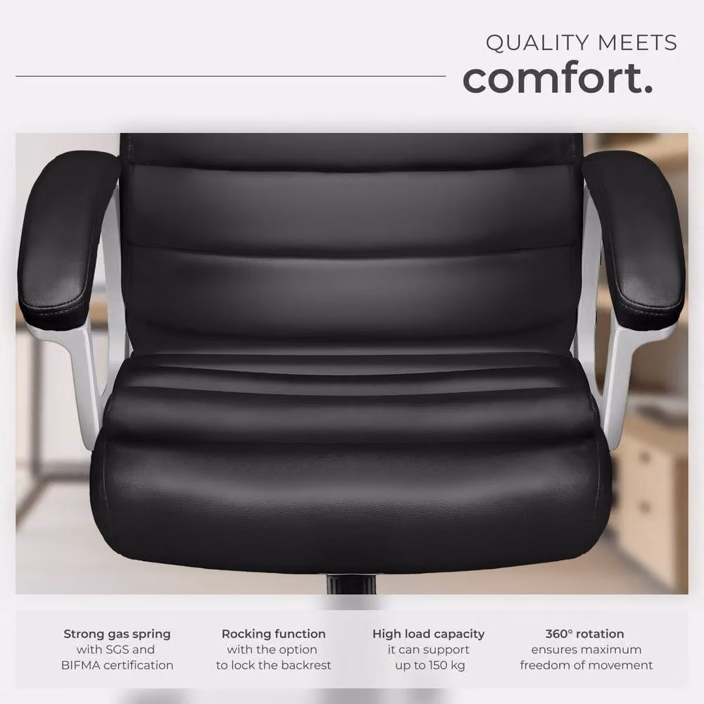 tectake Paul Black Executive Office Chair with Synthetic Leather and Armrests – 9