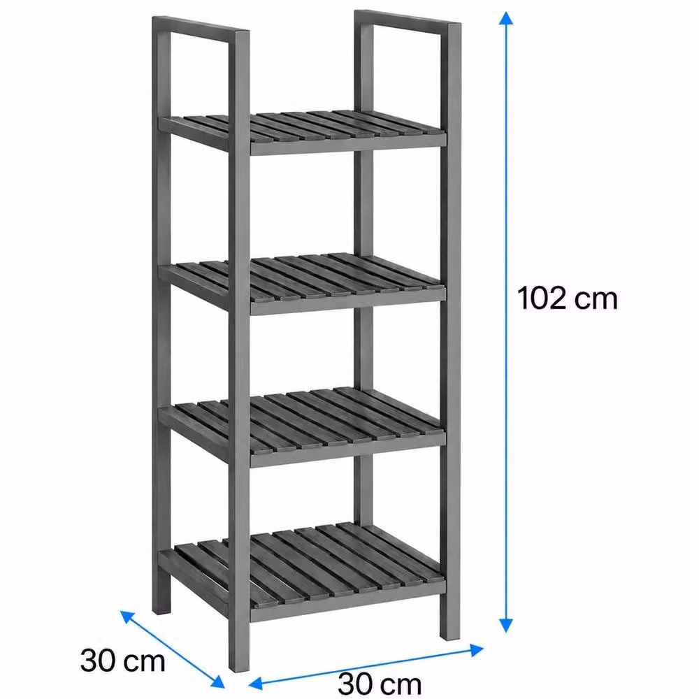 SAXONY Grey Freestanding Bathroom Cabinet with 4 Shelves, H 102 x W 30 x D 30 cm – 2