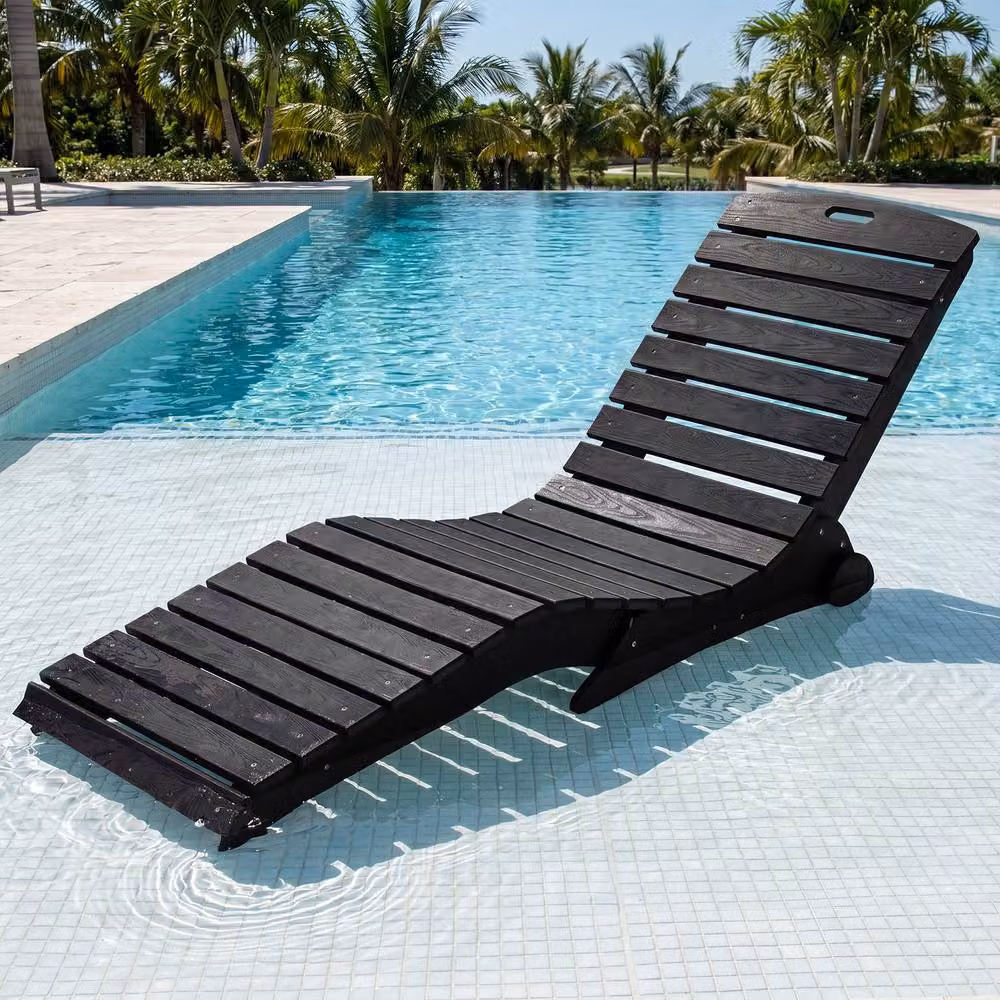 Costway Black HDPE In-Pool Lounge Chair with Castors and 205kg Capacity – 3