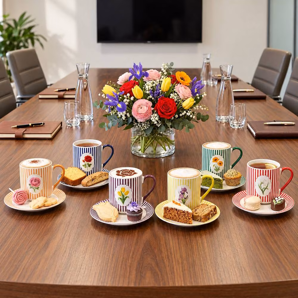 Simpa The English Garden Floral Ceramic Mug Collection, Multicolour, Set of 6, 370ml per mug – 4