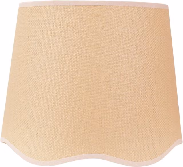 ValueLights Large Scallop Edge Fabric Lamp Shade with LED Bulb in White and Beige