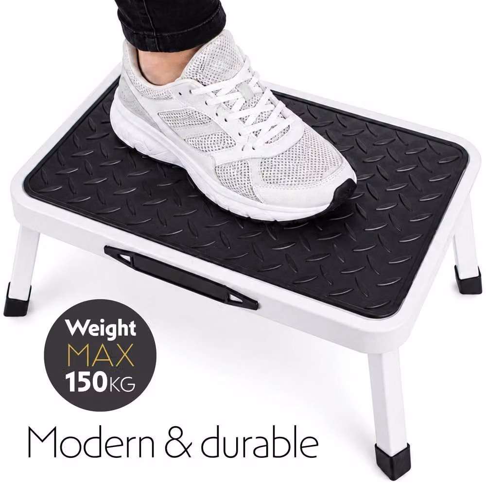 Futura Foldable Steel Step Ladder in White with Rubber Feet, W/D/H: 38.0 x 26.5 x 18.0 cm – 4