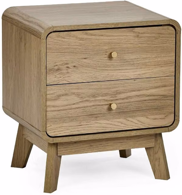 Cheshire Premium Freya 2 Drawer Oak Bedside Unit in Beige